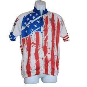 Miloto Cycling Jersey, Men XL, American w/Statue of Liberty, Full Zip, 3 Pockets